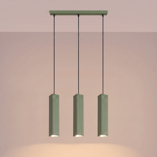 Sollux Lighting Hanglamp RAYO 3L olijfgroen - 45x6x98cm