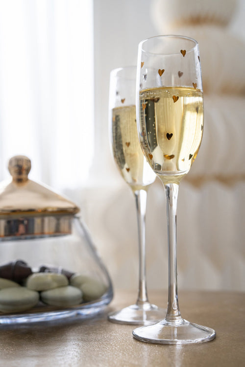 J-Line glas champagne Hart - glas - transparant/goud