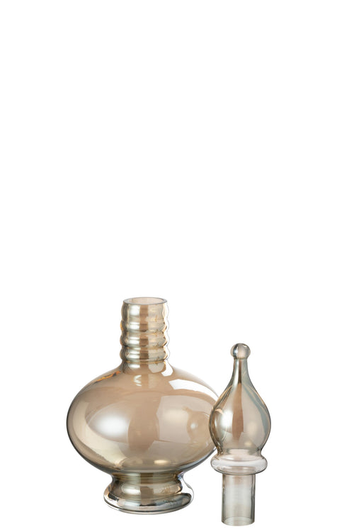 J-Line vaas + stop flesje Joey - glas - beige - small