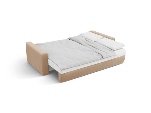 Cosmopolitan Design Omkeerbare converteerbare hoekbank met opbergdoos Belfast 3-zits, flueel amandelbeige - 149x240x84cm