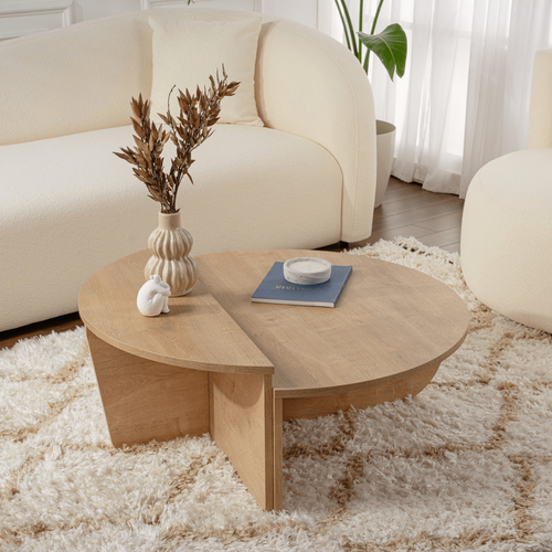 Calicosy - ORION Set van 2 salontafels - Licht hout - 90x90x35 cm