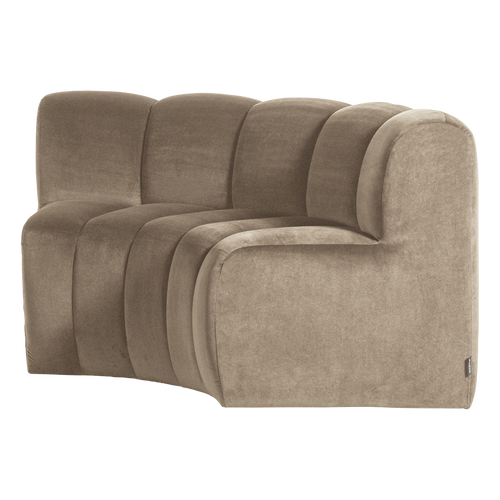 WOOOD eetbank halfronde hoek rugleuning Mojo - Velvet - Khaki - 83x152x73