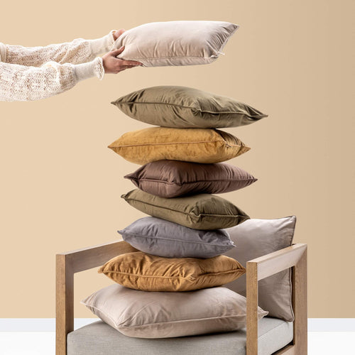 FINN - Sierkussen 60x60 cm - velvet - effen kleur - Driftwood - taupe