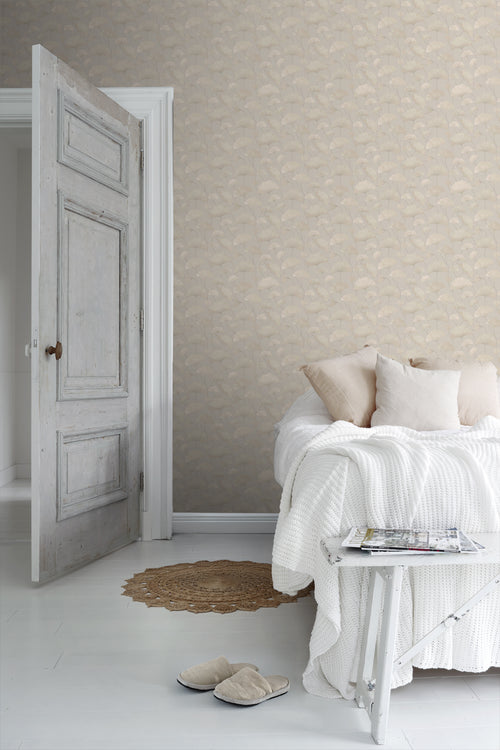 Borastapeter behang ginkgo bladeren beige - 53 cm x 10.05 m - 660866 - vtwonen shop