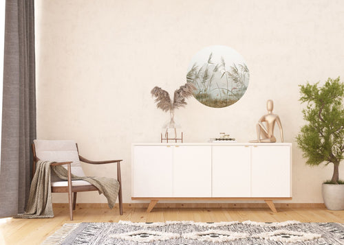 Sanders & Sanders zelfklevende behangcirkel tropisch landschap met flamingo's beige Ø 70 cm 601091