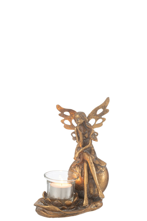 J-Line theelichthouder Vidia - metaal - goud - large