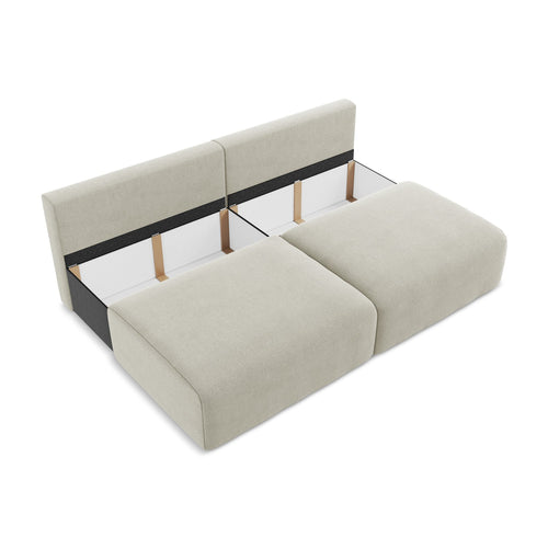 LaMiaSofa 3-zits slaapbank Ostia - textuurstof - lichtbeige - 216x102x79