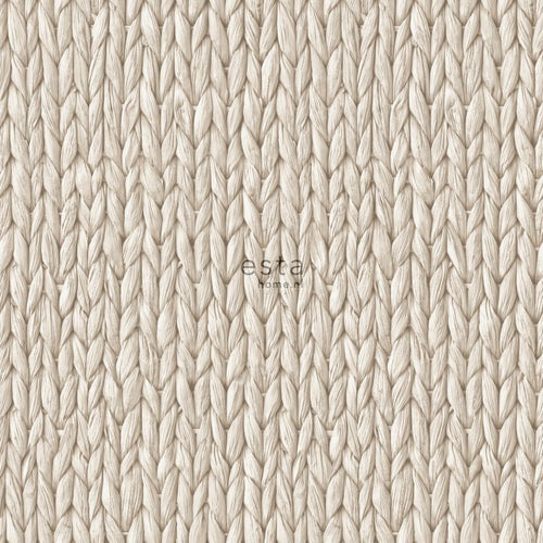 ESTAhome behang geweven riet motief licht crème beige - 53 cm x 10.05 m - 148699