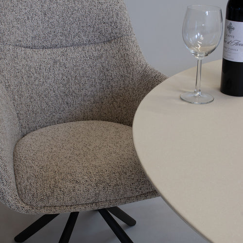 DÉJA Living Eetkamerstoel Noé - Taupe/Zwart - Draaibaar - Set van 2 - vtwonen shop