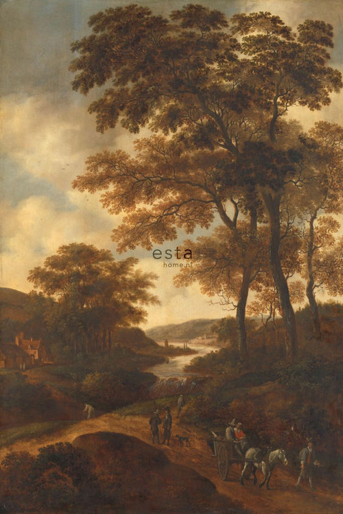 ESTAhome fotobehang bosrijk landschap oranje - 186 x 279 cm - 158883