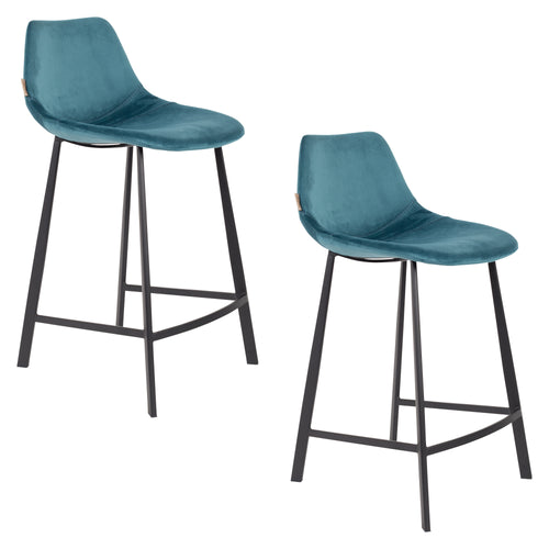 Dutchbone Franky Barkruk Blauw 65 cm - Set van 2 - vtwonen shop