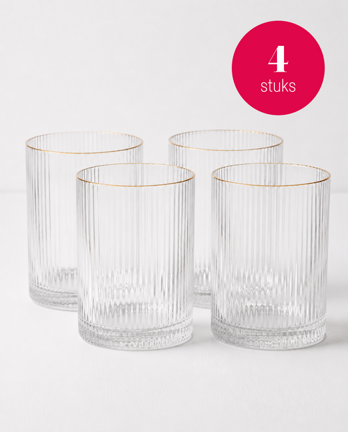 vtwonen Waterglazen - set van 4 - met Gouden Rand