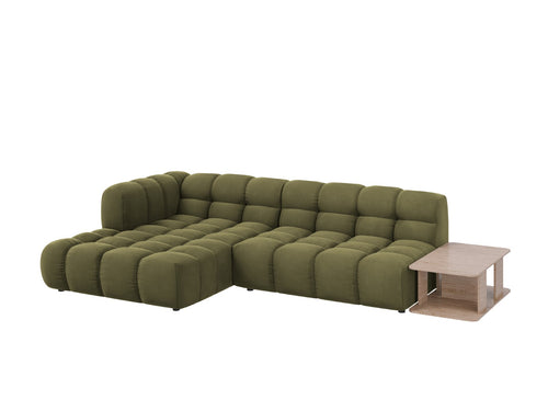 Cosmopolitan Design Modulaire hoekbank links Sky 4-zits, flueel, lichtgroen - 162x297x70cm
