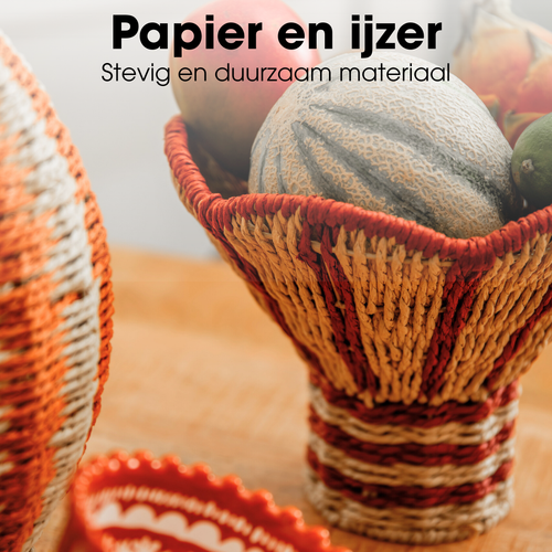Mica Decorations Opbergmand met Handvatten - Organizer Rotan - Woondecoratie en Opbergen - H20 x Ø28 cm - Bruin, Zwart