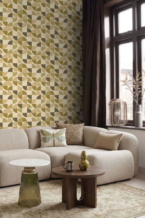 ESTAhome behang retro ornamenten olijfgroen - 50 x 900 cm - 132022