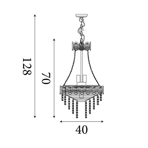 Searchlight hanglamp Louis - 6 lichts - 40  x 128   cm - chroom