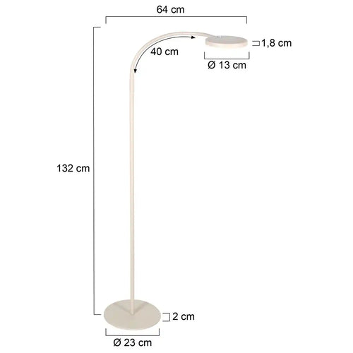 Mexlite vloerlamp Platu - 1 lichts - 64x 132 cm - beige