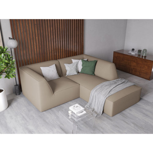 Cosmopolitan Design - Modulaire hoekbank rechts Siena 3-zits, structurele stof donkerbeige - 180x186x69cm