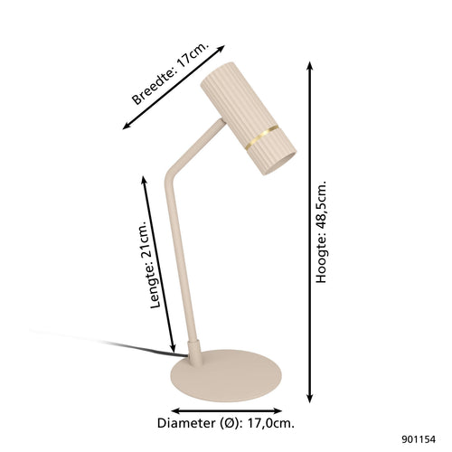 EGLO tafellamp Caminia - gu10 - 48,5 cm - zandkleur/beige/goud