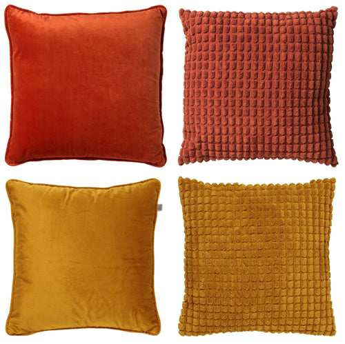 KUSSENSET - 4-delig - Dual Harmony - 45x45 cm - sierkussens inclusief binnenkussens - oranje, geel