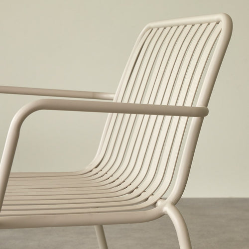 Tikamoon Lage tuinstoel van metaal in cremefarbenem - Beige