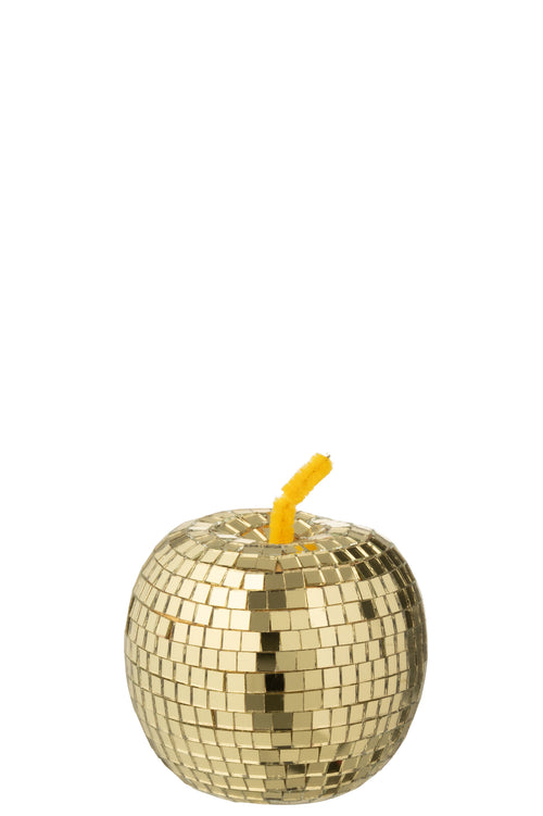 J-Line decoratie Appel Spiegel - polyresin - goud - small