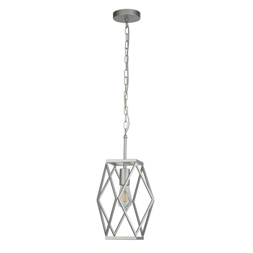 Searchlight CHASSIS - 1 lichts satijn zilveren kooi plafond hanglamp