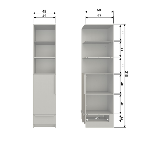 WOOOD 1-deurs kast splitdeur Pure - Grenen - Dust - 215x48x60 - vtwonen shop