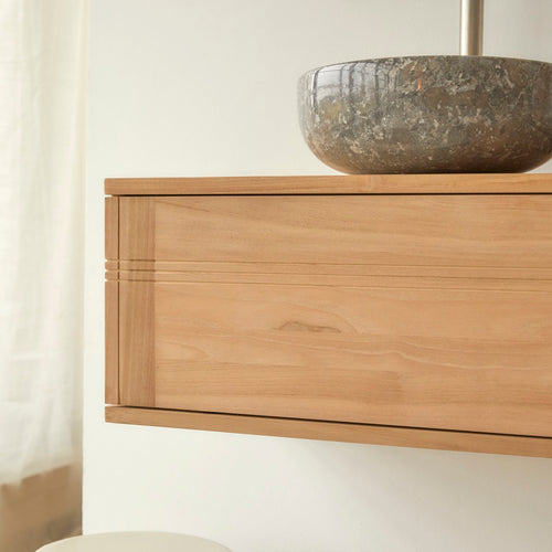 Tikamoon Massief teakhouten wastafelmeubel 80 cm - Naturel - vtwonen shop