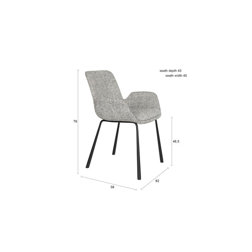 Zuiver Brit Eetkamerstoelen Armleuning Grijs - Set van 2