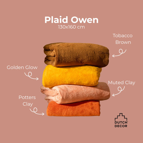 OWEN - plaid 130x160 cm - coral fleece deken - heerlijk zacht - Muted Clay - roze