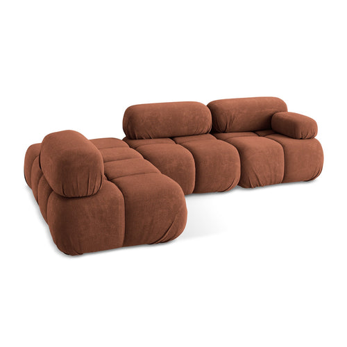 LaMiaSofa hoekbank links Sanremo - chenille stof - terracotta - 285x190x70
