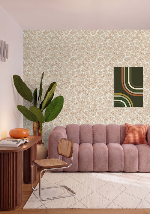 ESTAhome behang madeliefjes warm beige - 53 cm x 10.05 m - 131148