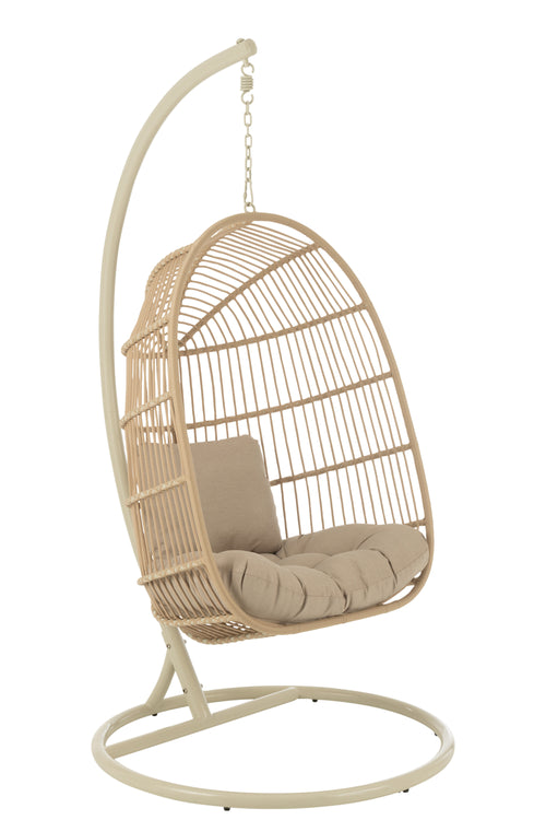 J-Line hangstoel Egga - metaal/koord - beige