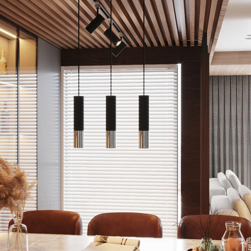 Sollux Lighting Hanglamp LOOPEZ 3L zwart/chroom - 45x6x90cm