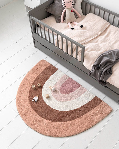 Petite Amélie Kindervloerkleed Regenboog - 100% Katoen -  Roze