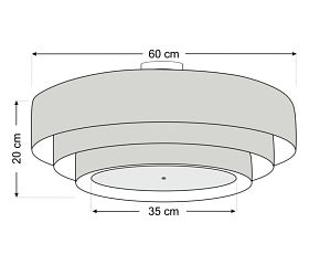 bpskoncept plafondlamp Triniti - beige satijn - goud - Ø 60 cm