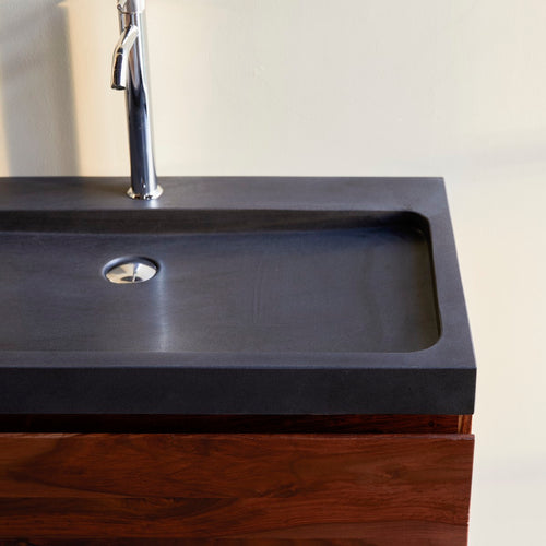 Tikamoon Badkamermeubel van massief palissander en lavasteen 80 cm - Donkerbruin - vtwonen shop