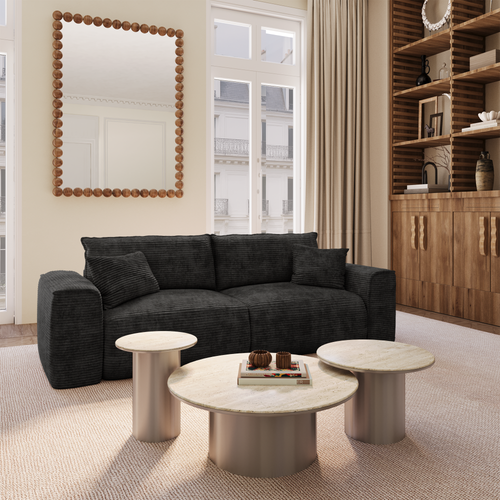 Premium Interiors - Snel uitklapbare slaapbank COMO - corduroy zwart 236cm