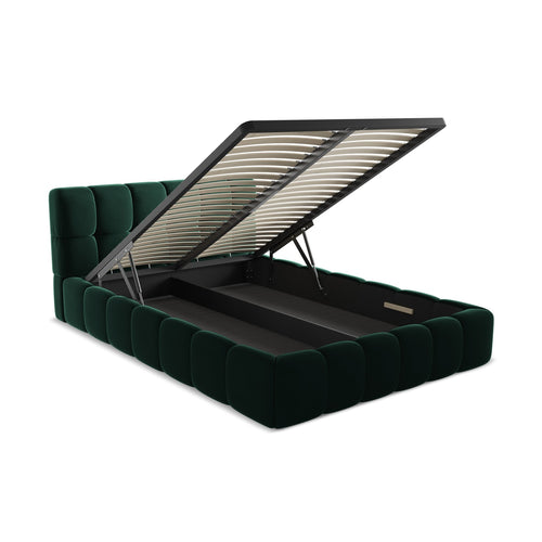 LaMiaSofa Bed met opbergruimte Roma - velours - flessengroen - 160x228x82