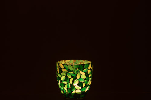 J-Line theelichthouder Mozaiek - glas - azuur - small