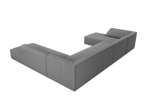 Micadoni Panoramische hoekbank rechts Ruby 7-zits, structurele stof, grijs - 273x366x69cm