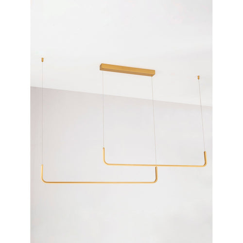 Nova Luce STRITA Hanglamp voor in de vorm van een bar, messing goud, Triac dimbaar, LED, 40W, 2856lm, 3000K