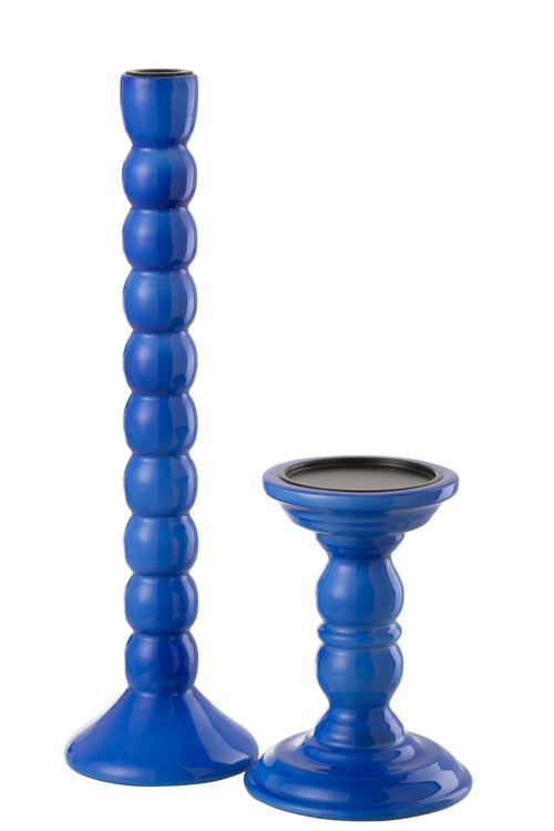 J-Line kandelaar - hout - blauw