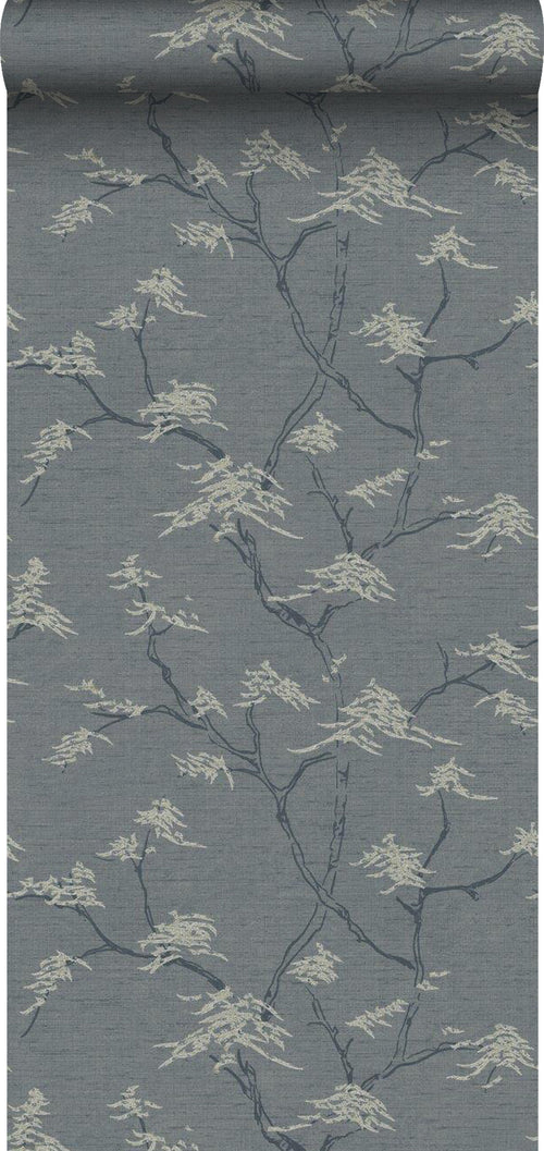 Borastapeter behang bladeren vergrijsd blauw - 53 cm x 10.05 m - 660288 - vtwonen shop