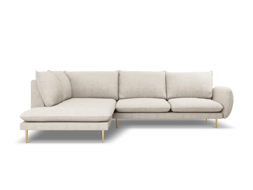 Cosmopolitan Design linker hoekbank Vienna 6-zits, structurele stof, lichtbeige - 185x275x95cm