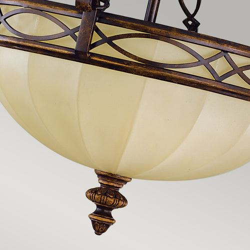 Elstead Drawing Room - 3-lichts semi-inbouw plafondlamp walnoot, E27