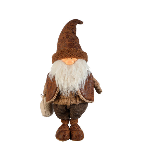 Sia Deco - Kerstman beeldje - Bruin / 60 cm - Bruin - Polyester - H60 - vtwonen shop