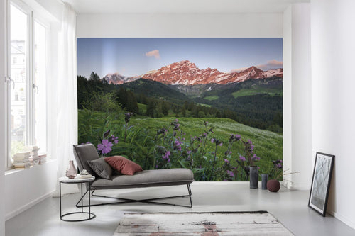 Sanders & Sanders fotobehang landschap groen, blauw en lila paars - 450 x 280 cm - 612655