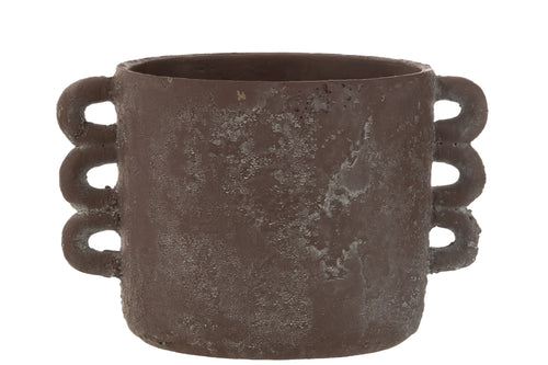J-Line bloempot Celia - keramiek - bruin - large - Ø 30 cm